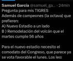 Ahora pregunta Samuel: ¿Estadio nuevo, o remodelado?