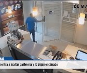 Ladrón entra a asaltar pastelería y lo dejan encerrado