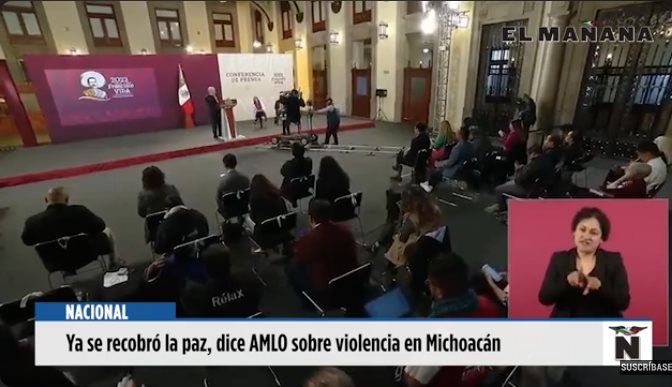 Ya se recobró la paz, dice AMLO sobre violencia en Michoacán
