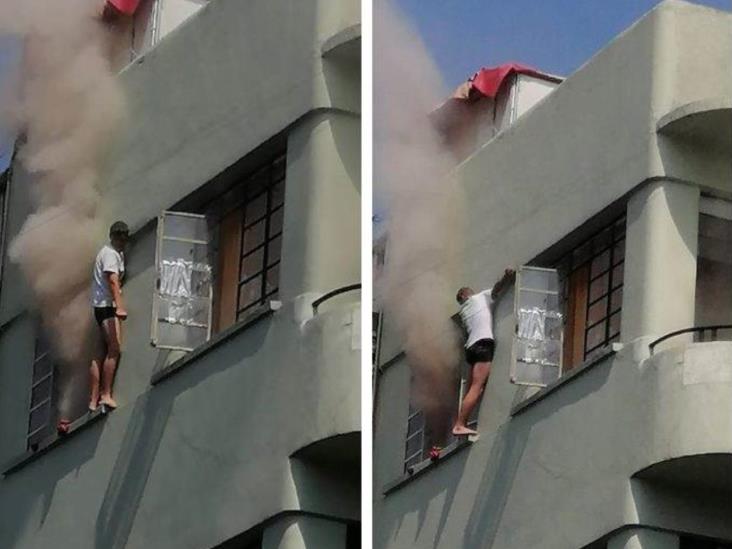 Huye de un incendio, resbala y cae al vacío Huye de un incendio, resbala y cae al vacío