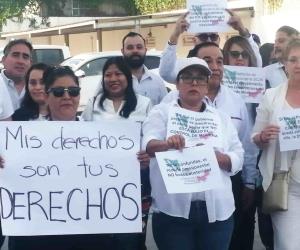 Protestan empleados del Poder Judicial en Reynosa