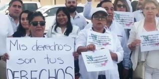 Protestan empleados del Poder Judicial en Reynosa