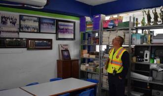 Verifican los bomberos Colegio de Bachilleres Verifican los bomberos Colegio de Bachilleres