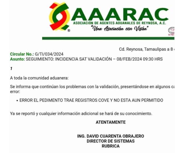 Falla el SAT en aduana Falla el SAT en aduana