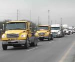 Transportistas de Reynosa protestan por inseguridad en carreteras