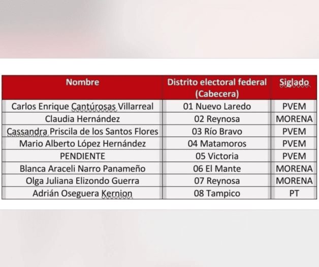 Define Morena a 7 de 8 candidatos a diputados federales