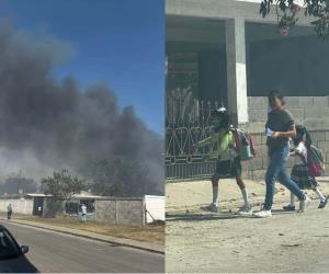 Incendio de pastizal obliga a desalojar primaria en Altamira