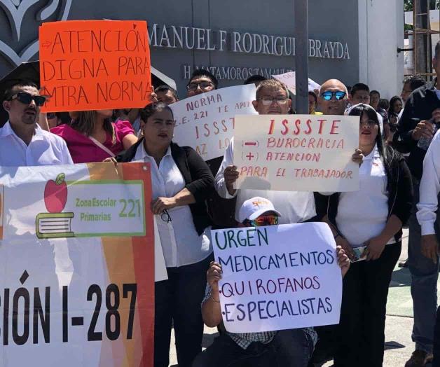 Realizan protesta en demanda de mejor atención del ISSSTE en Matamoros