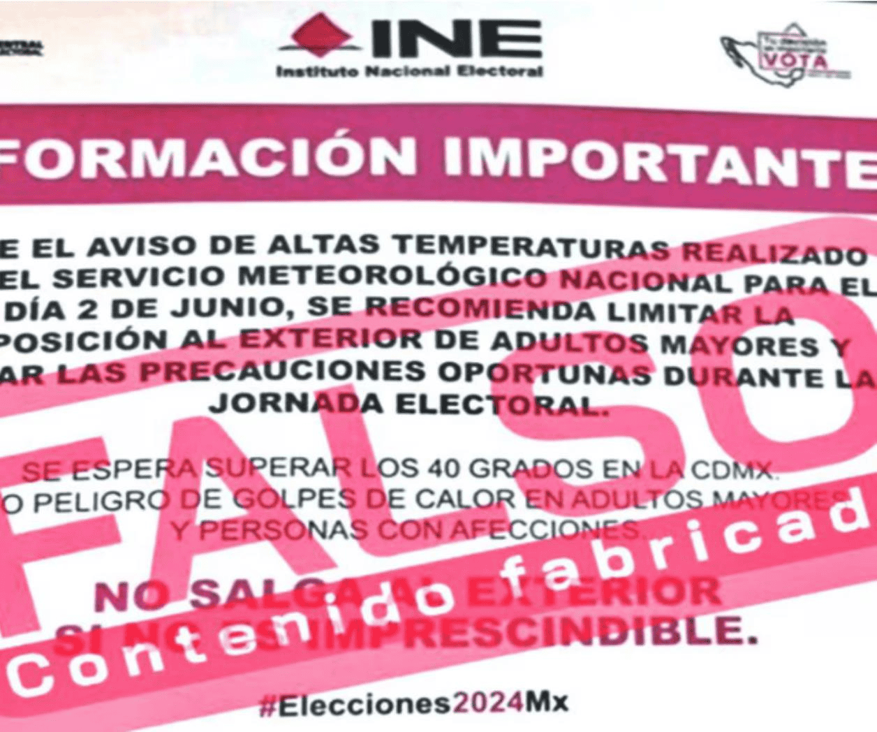 Desmiente INE sugerencia de no salir a votar por altas temperaturas