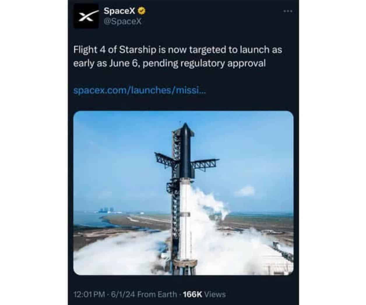 Lanzan prueba de Starship el 5 del actual en Boca Chica Lanzan prueba de Starship el 5 del actual en Boca Chica