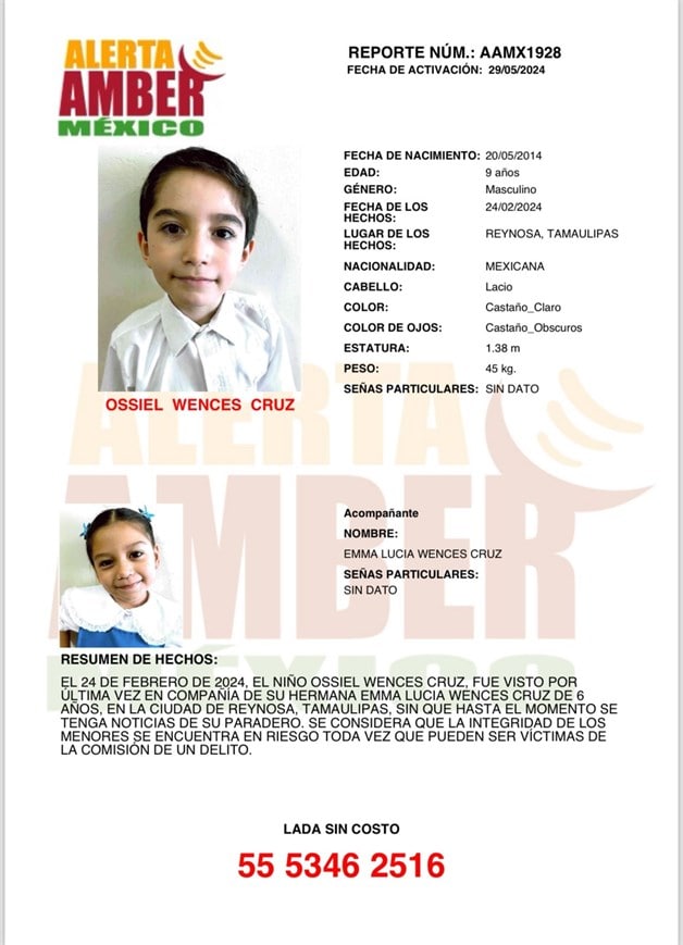 Alerta Amber: buscan a hermanitos desaparecidos en Reynosa