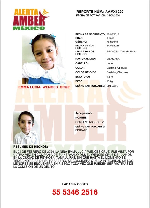 Alerta Amber: buscan a hermanitos desaparecidos en Reynosa