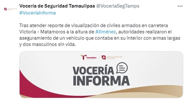 Abaten a 2 pistoleros y aseguran vehículos en carretera Victoria-Matamoros