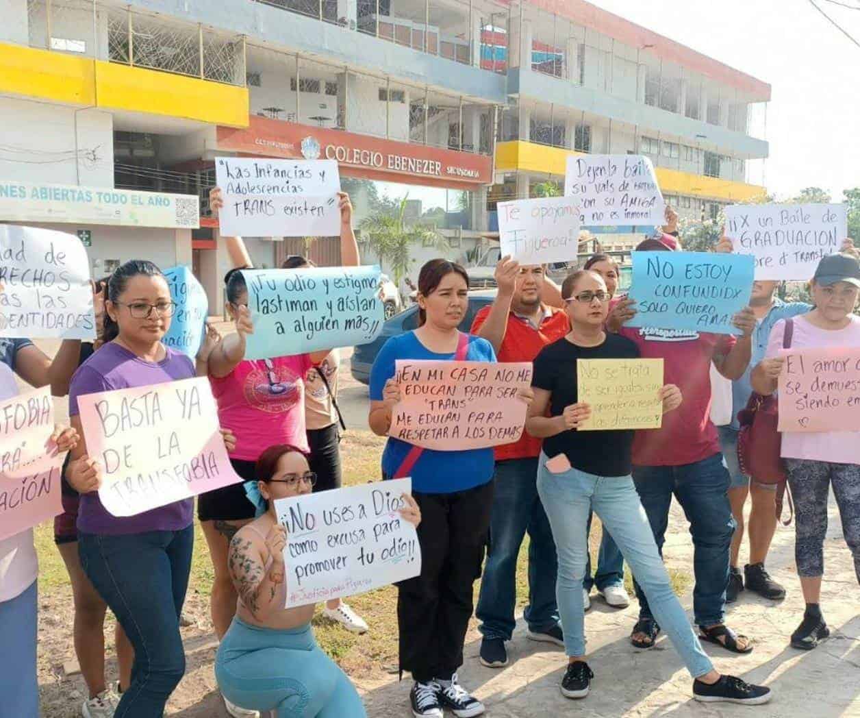 Protestan por caso de transfobia en colegio cristiano de Tampico