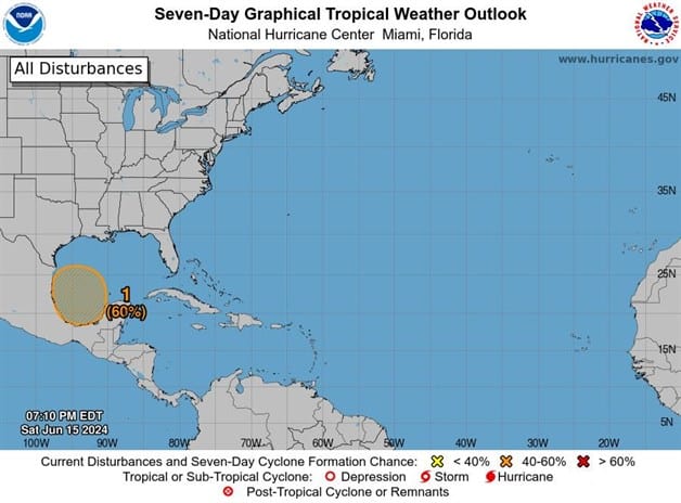 Aumenta a 60% probabilidad de formación de ciclón en el Golfo de México
