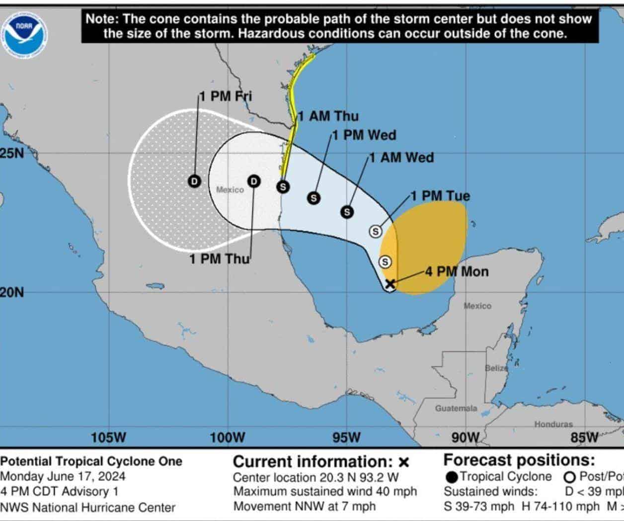 Tamaulipas en alerta por formación de potencial Ciclón Tropical Uno