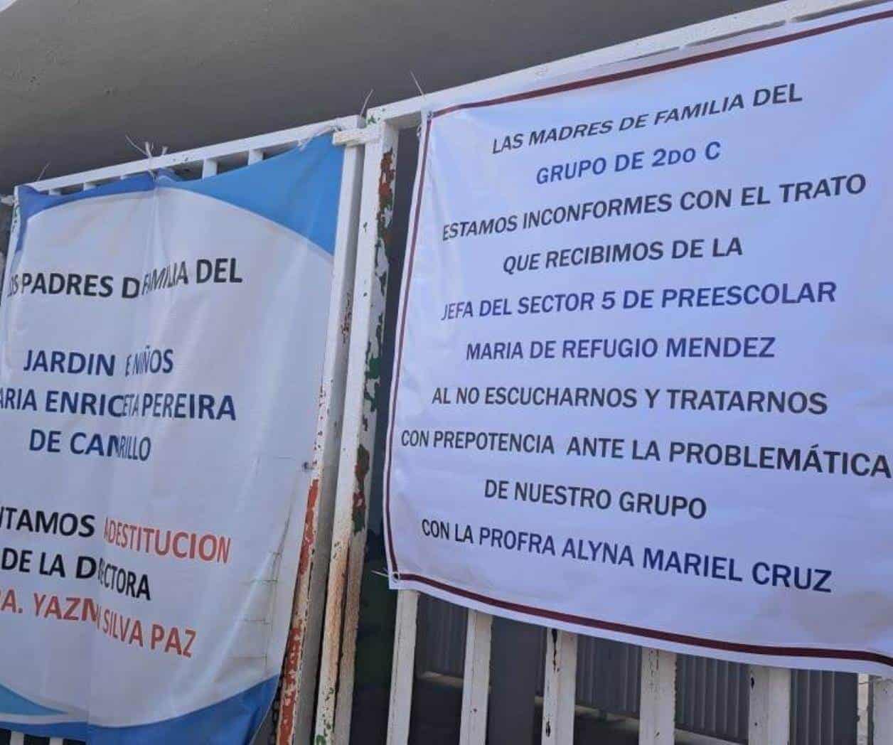 Protestan padres de familia de kínder en Reynosa contra Jefa Escolar