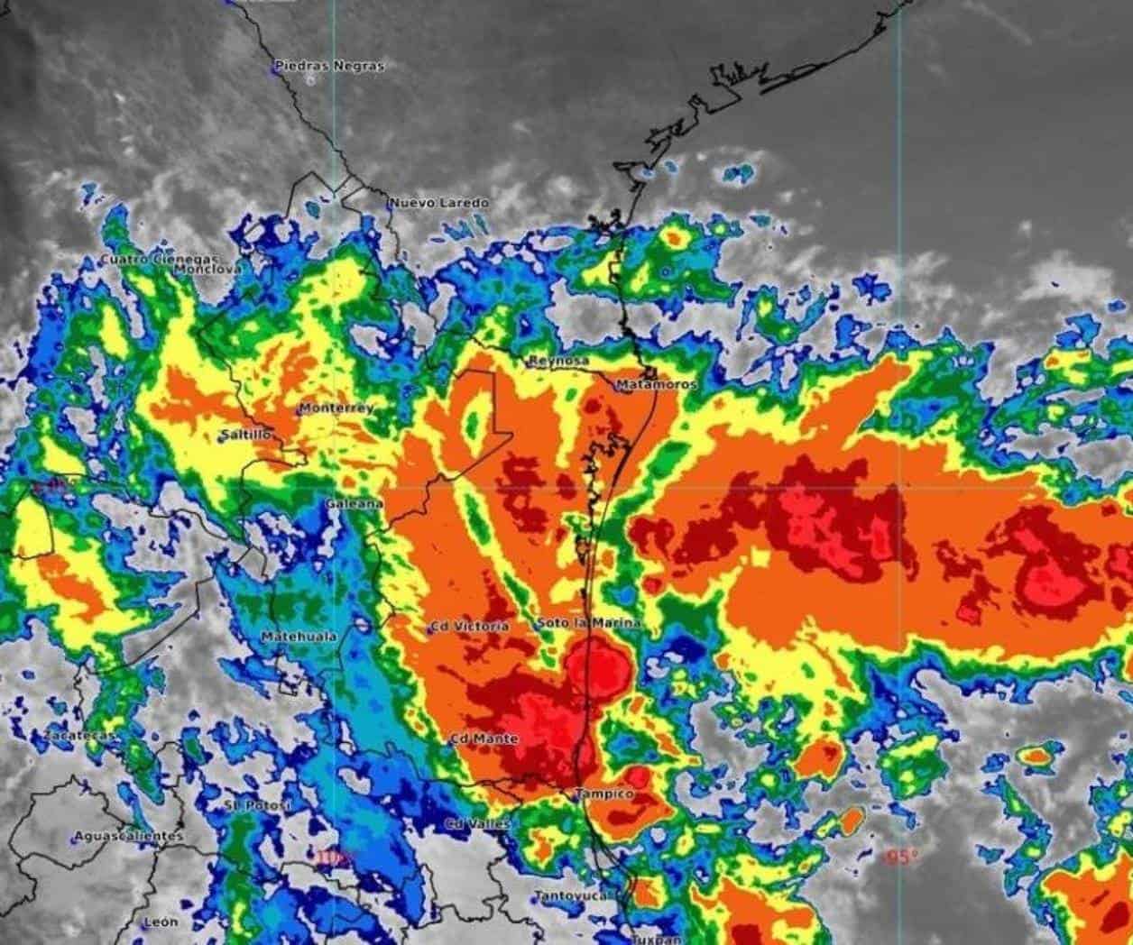 Advierten en Tamaulipas por lluvias intensas debido al disturbio tropical 93L