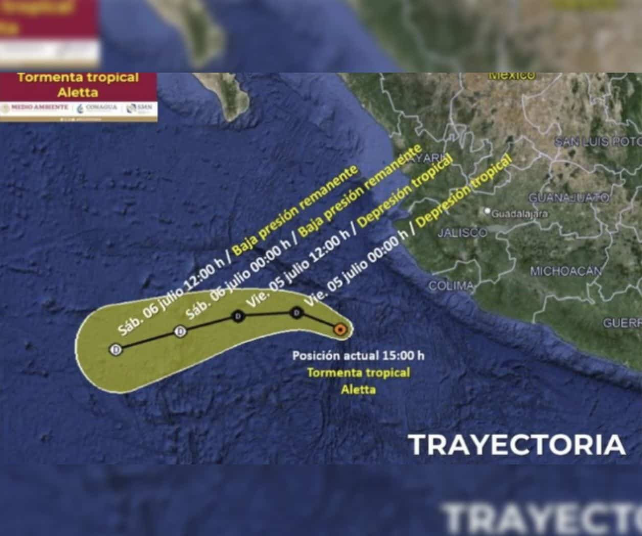 Tormenta Tropical Aletta se forma en el Pacífico mexicano