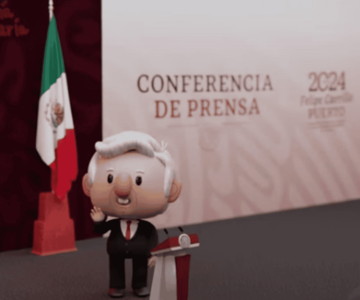 AMLO estrena entrada de caricatura para sus últimas mañaneras