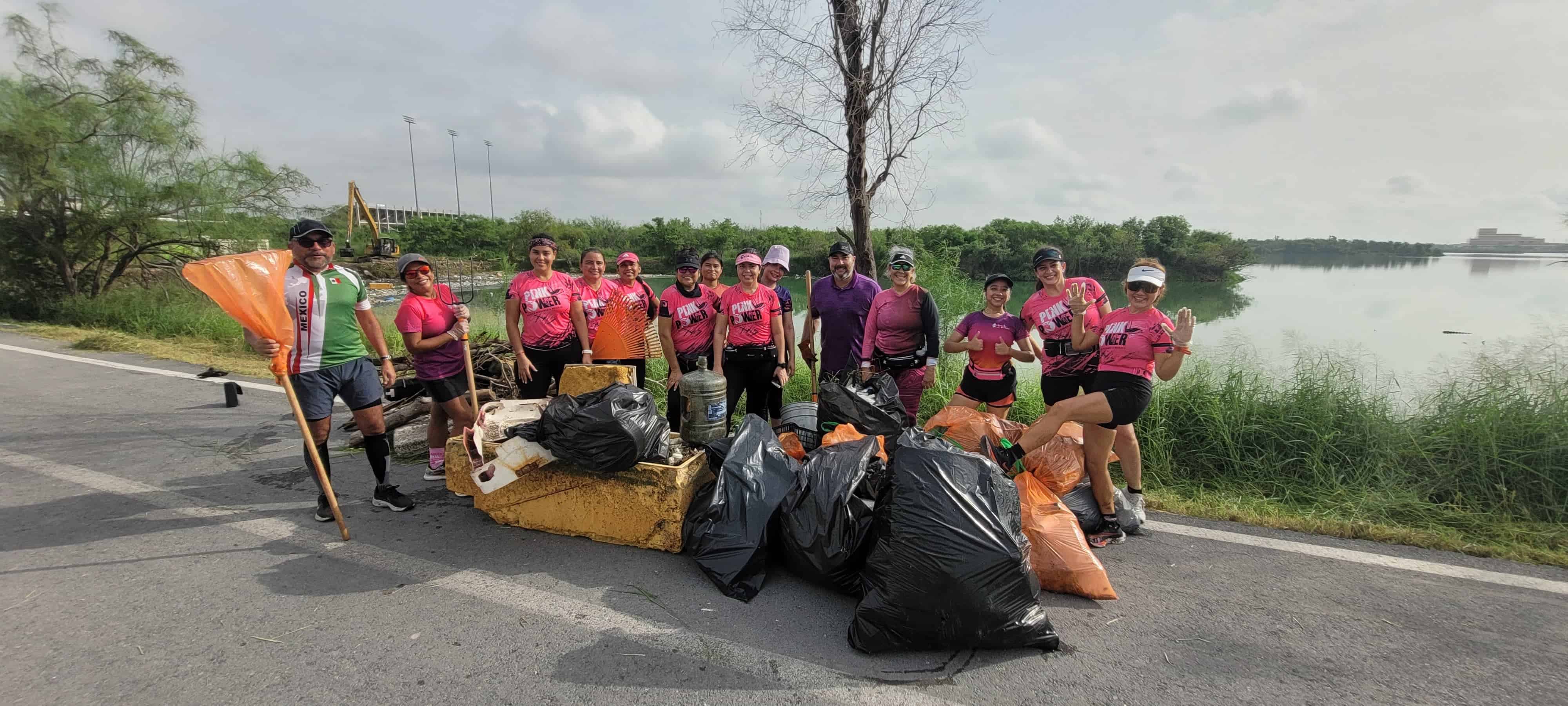 Corredores de Reynosa realizan brigada de limpieza en la Laguna La Escondida