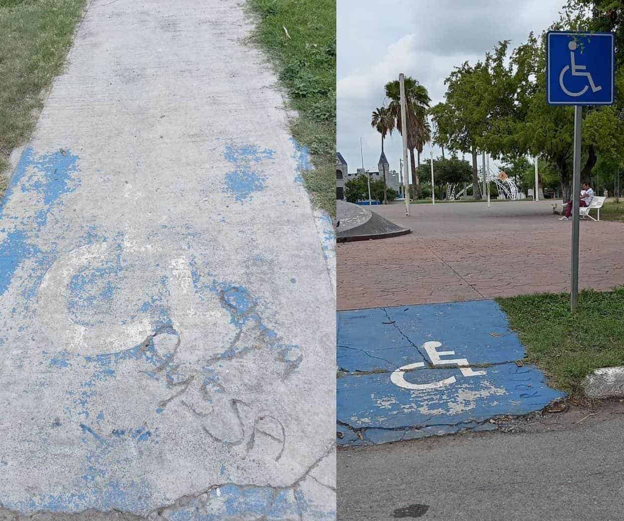 En mal estado accesos para discapacitados en Plaza Treviño Zapata