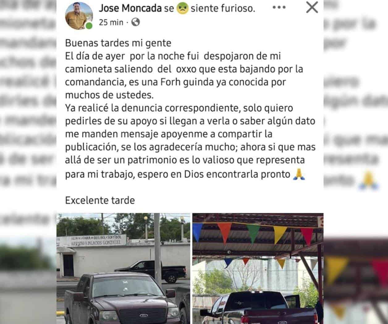 Roban camioneta a  delegado de Sebien