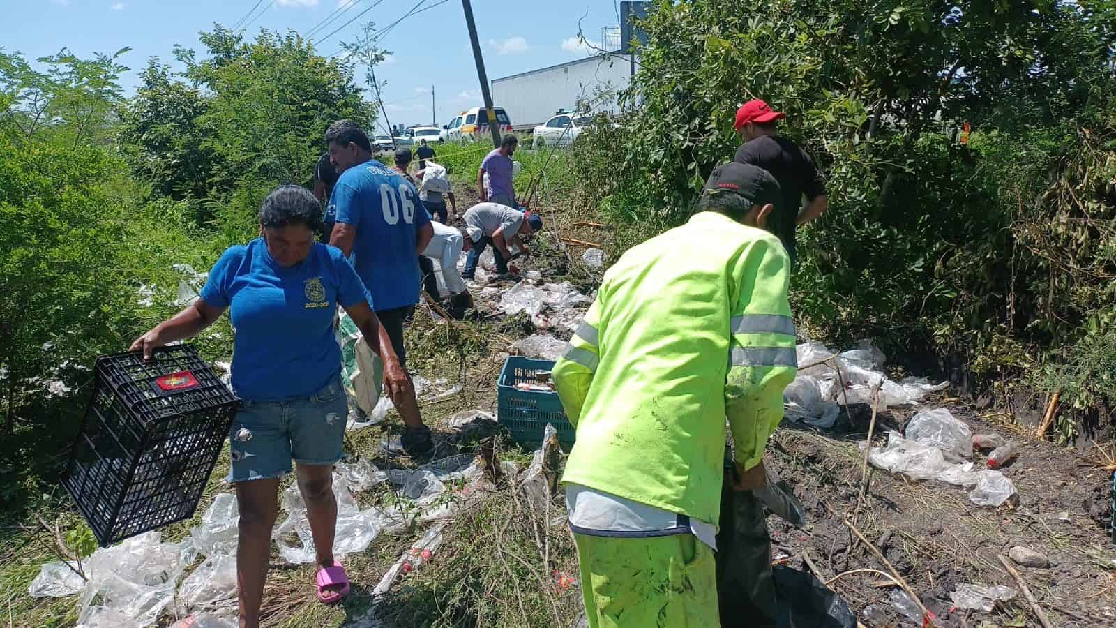 Rapiña tras derrape de tráiler en Altamira