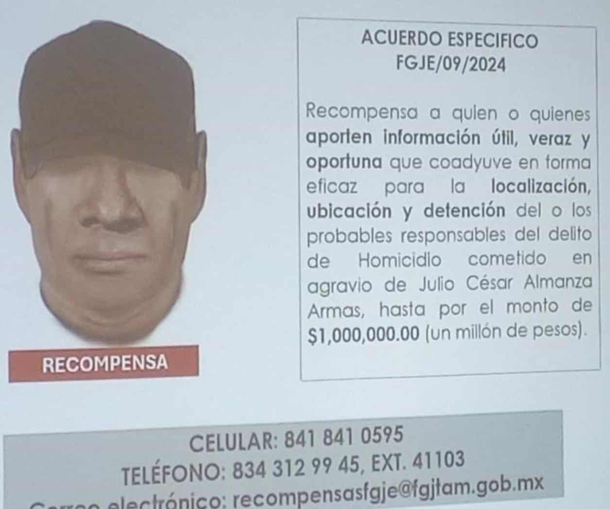 Identifican a homicida de Julio Almanza; ofrecen recompensa de 1 mdp