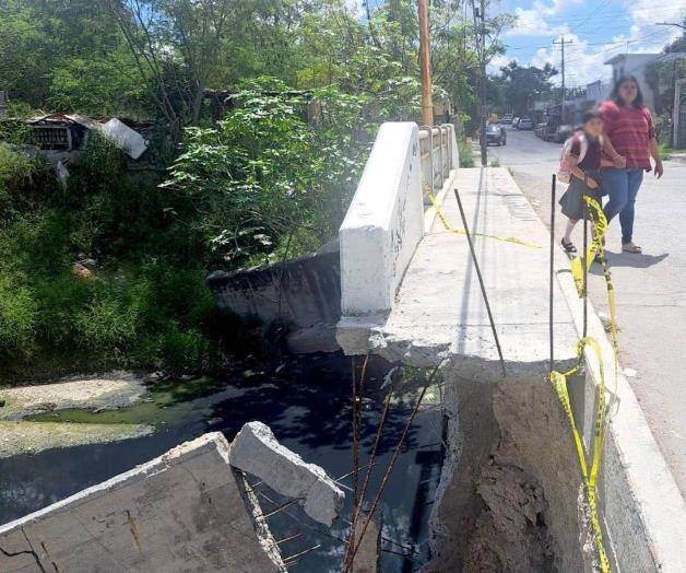 Riesgo de derrumbe en puente vehicular de la colonia Renacimiento