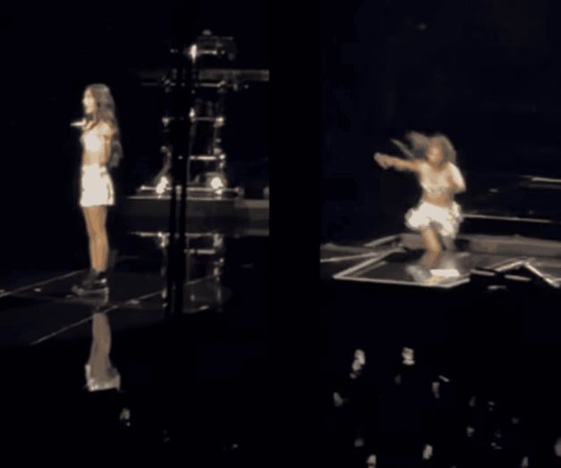 Olivia Rodrigo cae en un hueco del escenario durante su concierto Olivia Rodrigo cae en un hueco del escenario durante su concierto