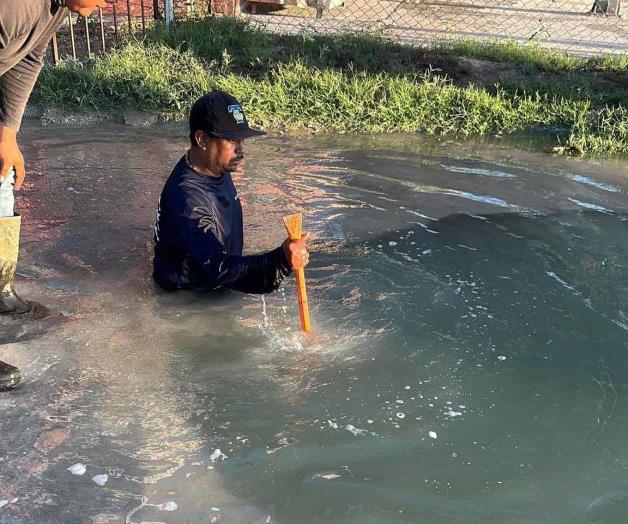 Mega fuga deja sin agua a Sector Granjas de Reynosa Mega fuga deja sin agua a Sector Granjas de Reynosa