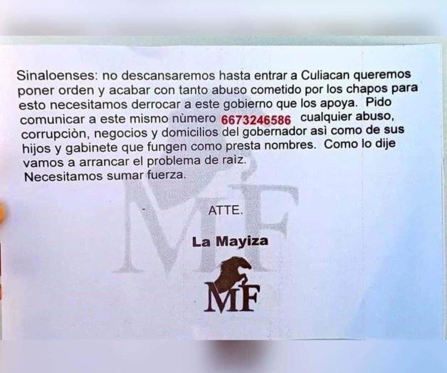 Amenazan Los Mayos al Gobierno de Rubén Rocha