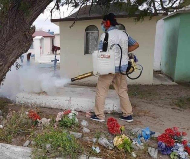 Fumigan en panteones