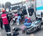 Motociclistas derrapan en la México-Puebla