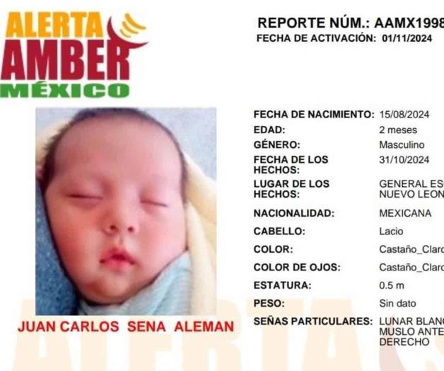 Lanzan a nivel nacional Alerta Amber por robo de bebé en Escobedo