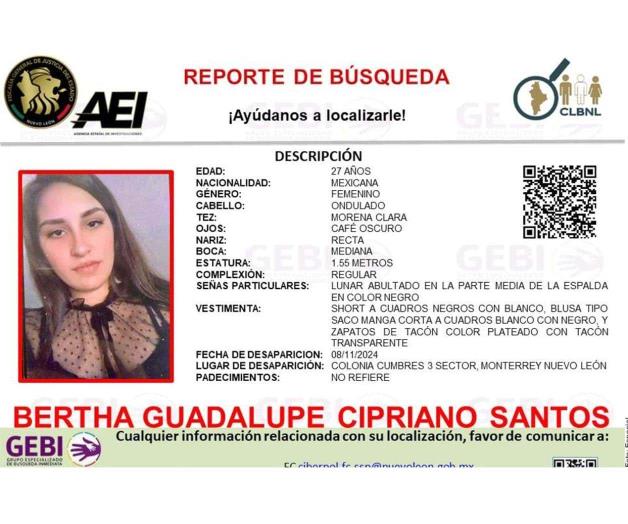 Desaparición de joven mujer en Colonia Cumbres de Monterrey Desaparición de joven mujer en Colonia Cumbres de Monterrey