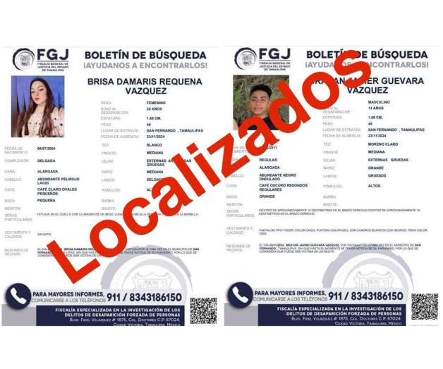 Localizan a dos desaparecidos en San Fernando Localizan a dos desaparecidos en San Fernando