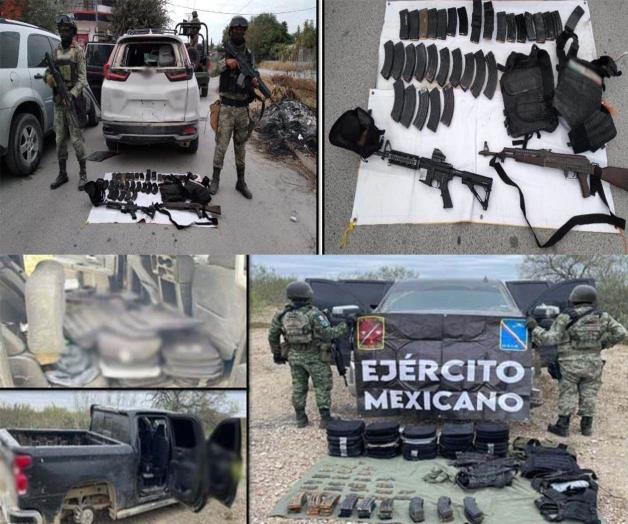 Asegura Sedena vehículos y armas en operativos en Tamaulipas