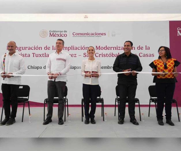 Inaugura Claudia ampliación y modernización de autopista Tuxtla-San Cristobal en Chiapas