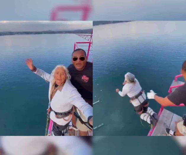 Se&ntilde;ora salta en bungee a sus 80 a&ntilde;os en Tequesquitengo, Morelos