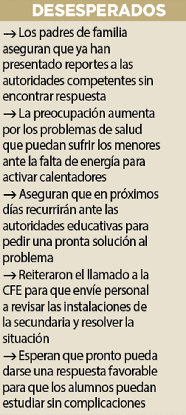 Cumplen 3 meses sin luz en escuela