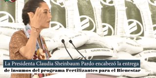 La Presidenta Claudia Sheinbaum encabezó la entrega de Fertilizantes para el Bienestar