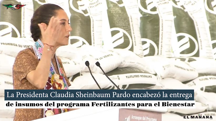 La Presidenta Claudia Sheinbaum encabezó la entrega de Fertilizantes para el Bienestar