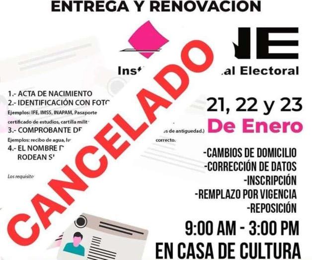 Suspende INE las actividades