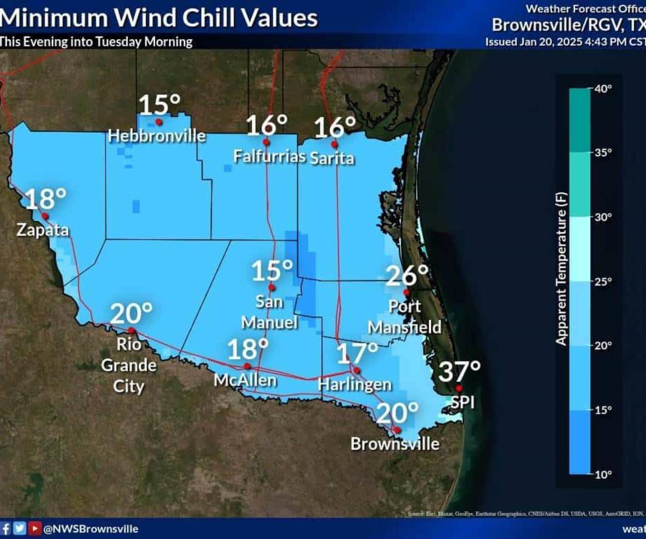 Advierten de ráfaga ártica para Cameron y el RGV