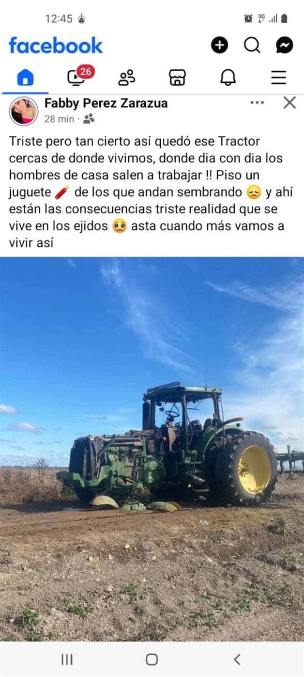 Destruye mina a tractor en San Fernando