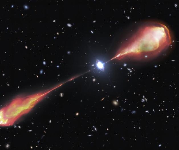 Telescopios captan enorme chorro de radio de un brillante objeto del universo