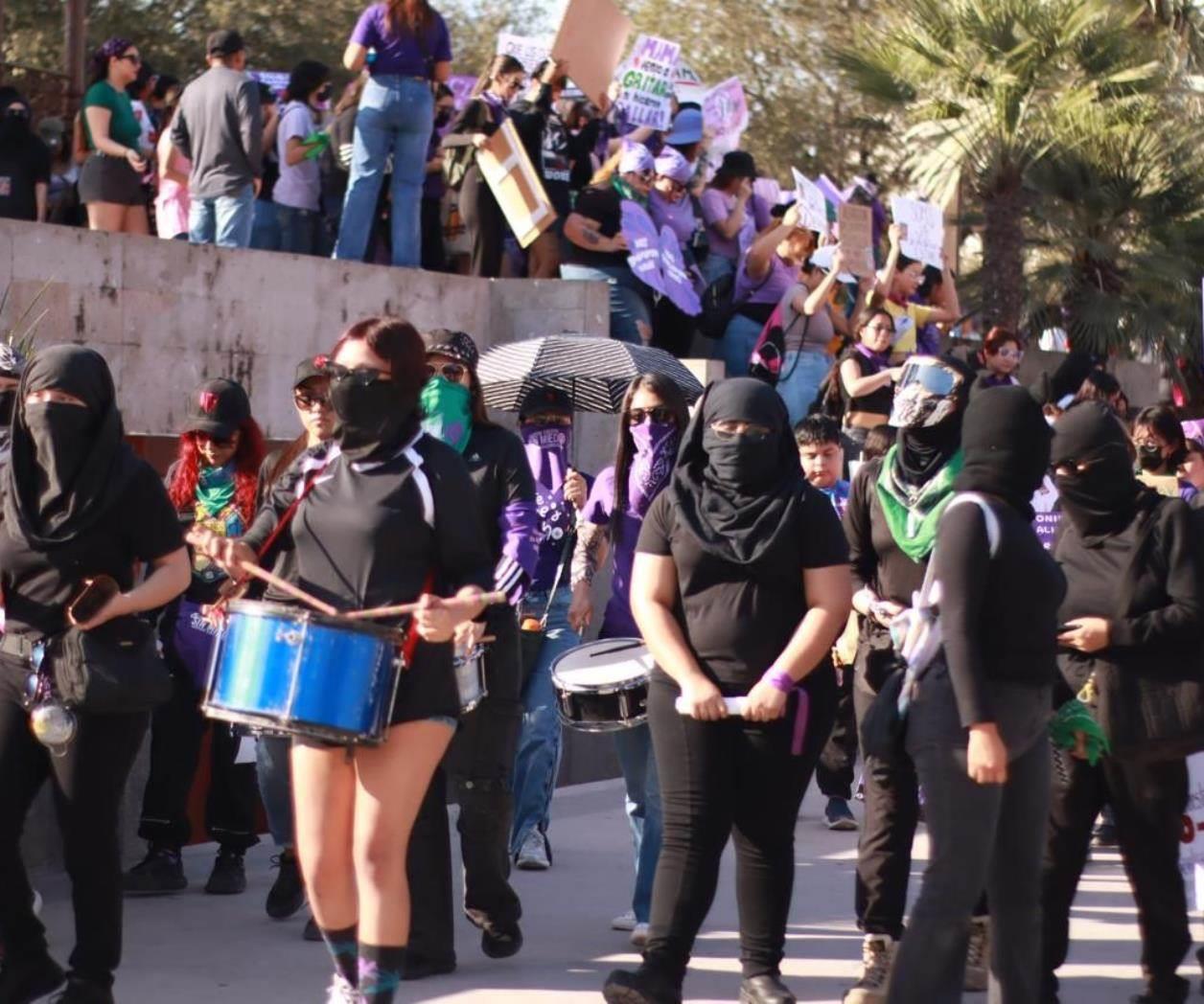 Protesta pacífica del Bloque Negro durante Marcha 8M Reynosa