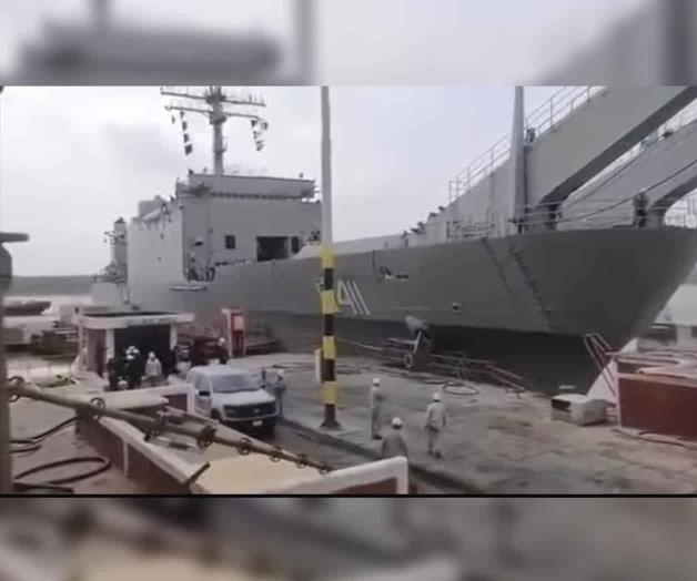 Buque de la Marina choca en dique seco de Pemex en Madero Buque de la Marina choca en dique seco de Pemex en Madero